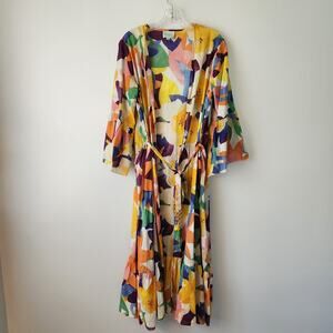 True Destinations Dress Womens S Midi Wrap Floral Tropical Resort Wear Coverup